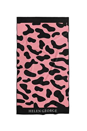 New Land - Pembe Siyah Leopar Oversize Plaj Havlusu Hgtw0001348