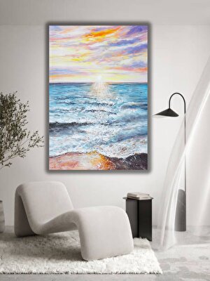 Sunset Deniz El Yapımı Yağlı Boya Tablo 79x109cm
