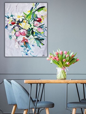 Çiçek Buket El Yapımı Yağlı Boya Tablo 65x80cm