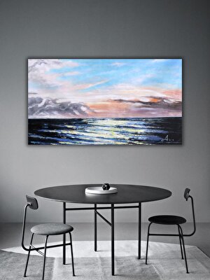 Deniz Sunset El Yapımı Yağlı Boya Tablo 94x60cm