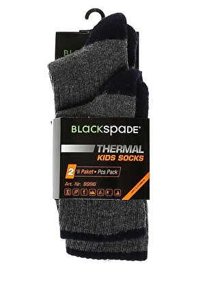 Blackspade Gri Çocuk Düz Spor Çorap 42-9996-Termal Çor   