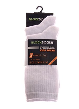 Blackspade Beyaz Çocuk Düz Spor Çorap 42-9995-Termal Çor   