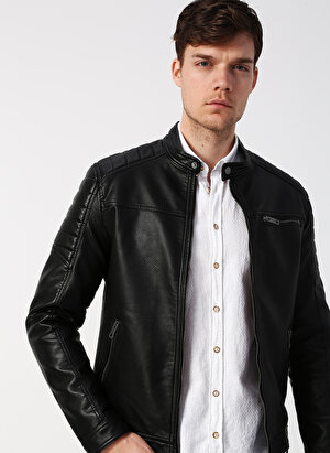 Jack & Jones 12147218 Jcorocky Jacket Noos O Yaka Normal Kalıp Düz Koyu Siyah Erkek Mont