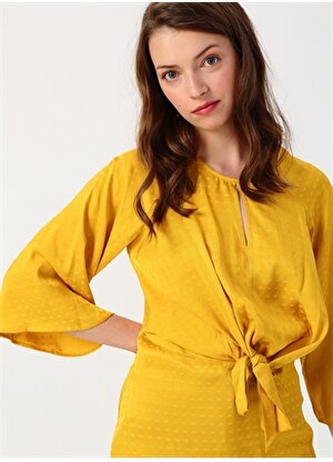 Koton Bel Detaylı Sarı Kadın Bluz