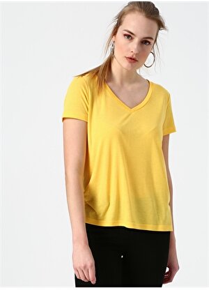 Vero Moda V Yaka Sarı Kadın T-Shirt