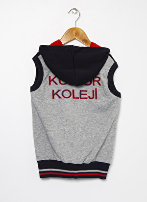 Kültür Koleji Kapüşonlu Fermuarlı Kolsuz Gri Lacivert Erkek Sweatshirt