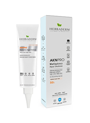 Herbaderm AknPro Matlaştırıcı Güneş Kremi 50+SPF Açık Ton