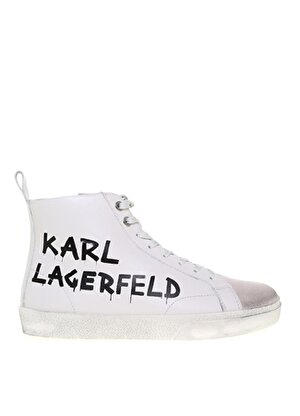 KARL LAGERFELD Beyaz Kadın Deri Sneaker SKOOL BrushLogoBot 