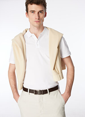 Fabrika Comfort Beyaz Erkek Polo Yaka Basic Polo T-Shirt CM NOBRO K CEPSIZ