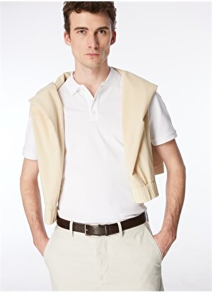 Fabrika Comfort Düz Beyaz Erkek Polo T-Shirt NOBRO K CEPSIZ