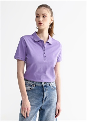 Aeropostale 4163 Polo Yaka Lila Kadın Tişört