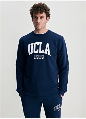 Ucla Baldwin Bisiklet Yaka Yazı BaskılıLacivert Erkek Sweatshirt