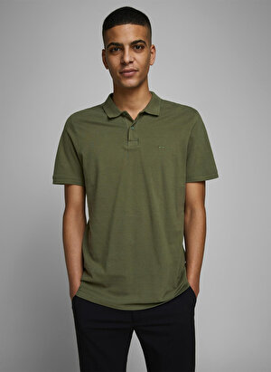 Jack & Jones Polo Yaka Düz Haki Erkek T-Shirt 12136516_JJEBASIC POLO SS NOOS