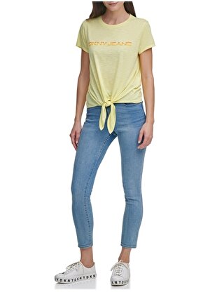 Dkny Jeans Yuvarlak Yaka Düz Sarı Kadın T-Shirt E11E8E62