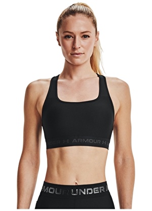 Under Armour 1361034-UA Crossback Mid Bra Siyah - Gri Kadın Compression Sporcu Sütyeni  