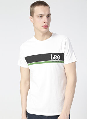 Lee O Yaka Açık Beyaz Erkek T-Shirt L211918102_Logo T-shirt