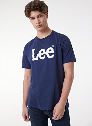 Lee O Yaka Lacivert Erkek T-Shirt L65QAIEE_Logo T-shirt
