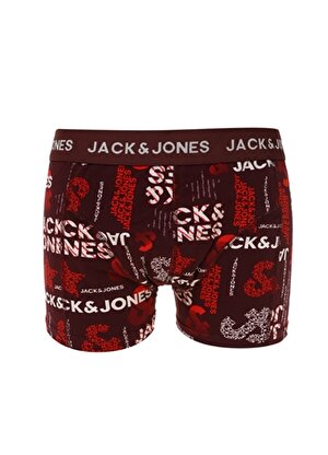 Jack & Jones logo Desenli Bordo Erkek Boxer