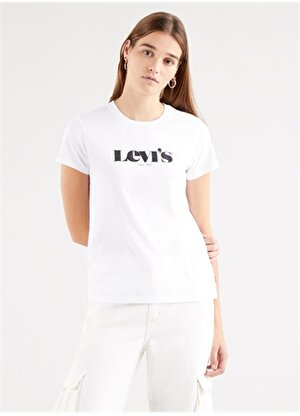 Levis Lse The Perfect Tee New Logo Ii Whi Yuvarlak Yaka Kısa Kollu Marka Baskılı Beyaz Kadın T-Shirt