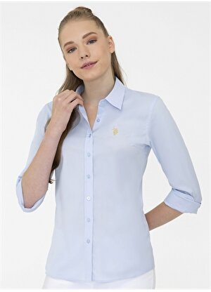 U.S. Polo Assn. Gömlek Yaka Açık Mavi Kadın Gömlek SALY021K