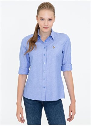 U.S. Polo Assn. Gömlek Yaka Koyu Mavi Kadın Gömlek WOXCOLOR021K