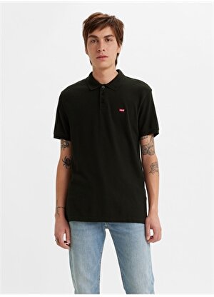 Levis A2085-0000_LSE _Levis Hm Polo Outle Bisiklet Yaka Relaxed Düz Siyah Erkek Polo T-Shirt