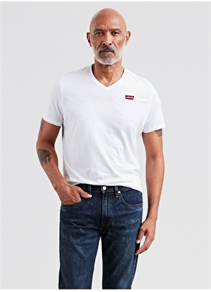 Levis A2084-0000_LSE _Orig Hm Vneck White V Yaka Relaxed Düz Bej Erkek T-Shirt