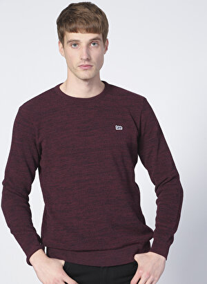 Lee L212149810 Knitwear Crew Neck Bisiklet Yaka  Regular Fit Düz Şarap Erkek Kazak