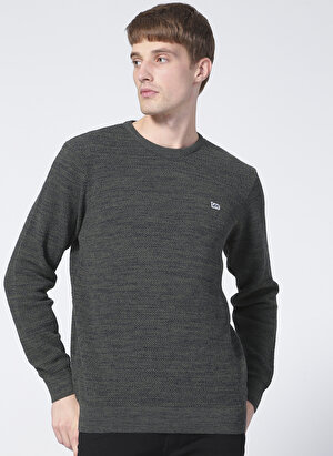 Lee L212149801 Knitwear Crew Neck Bisiklet Yaka  Regular Fit Düz Haki Erkek Kazak