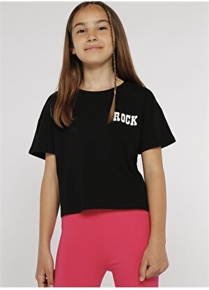 Funky Rocks Baskılı Siyah Kız Çocuk T-Shirt FUNKY G03
