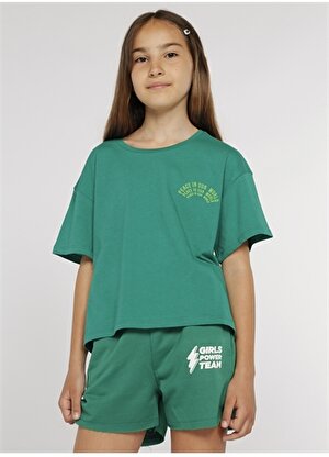 Funky Rocks Baskılı Yeşil Kız Çocuk T-Shirt FUNKY G17