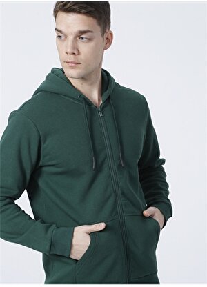 Only & Sons  Kapüşonlu Uzun Kollu  Normal Kalıp Düz Koyu Yeşil Erkek Sweatshirt
