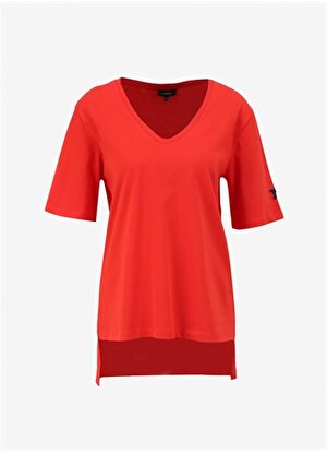 Fabrika V Yaka Düz Kırmızı Kadın T-Shirt TALITA
