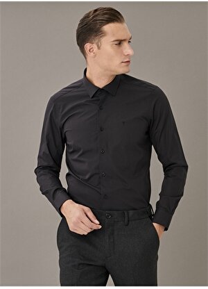 Altınyıldız Classics Slim Fit Klasik Gömlek Yaka Düz Siyah Erkek Gömlek 4A2000000001