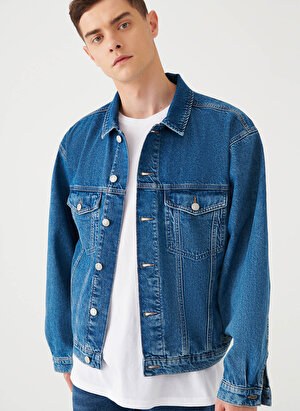 Mavi M0110001-80480_Ryan Düz Yaka  Oversized Düz  Erkek Denim Ceket