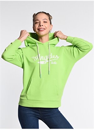 Ucla Auburn Kapüşonlu  Oversized Baskılı Yeşil Kadın Sweatshirt