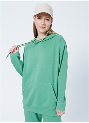 Aeropostale Y-Brush Kapüşonlu  Regular Fit Düz Yeşil Kadın Sweatshirt