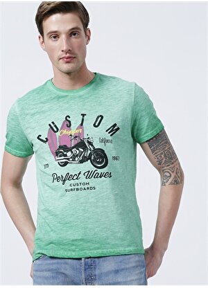 Limon Bisiklet Yaka Basic Yeşil ErkekT-Shirt - Custom