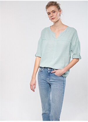 Mavi Gömlek Yaka Yeşil Kadın Bluz M121357-70808