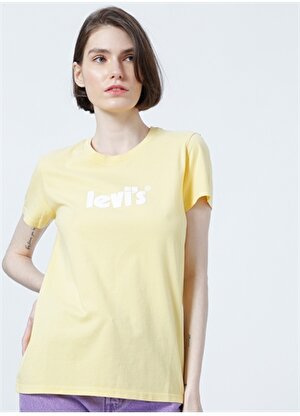 Levis  The Perfect Tee Ssnl Poster Logo P Bisiklet Yaka  Regular Fit  Sarı Kadın T-Shirt