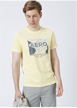 Aeropostale E-Aerony Bisiklet Yaka  Standart Kalıp Baskılı Sarı Erkek T-Shirt