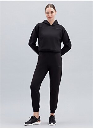 Skechers S212059-001 W 2XI-Lock Loose Hoodie Kapüşonlu  Normal Kalıp Düz Siyah Kadın Sweatshirt