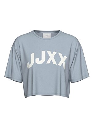 JJXX Jxbrook Ss Relaxed Tee By Yuvarlak Yaka  Rahat Kalıp Baskılı Açık Mavi Kadın T-Shirt