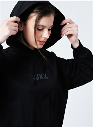 JJXX Kapüşonlu  Rahat Kalıp Düz Siyah Kadın Sweatshirt  -  Jxbeth Ls Loose Hoodie By