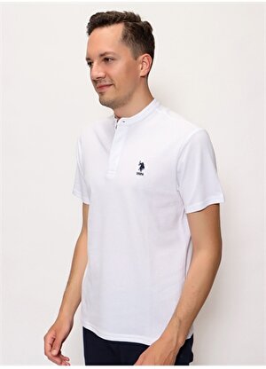 U.S. Polo Assn. SANCHOIY022 V Yaka Regular Fit Beyaz Erkek T-Shirt