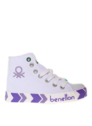 Benetton Beyaz - Mor Kız Çocuk Keten Yürüyüş Ayakkabısı BN-30634 316