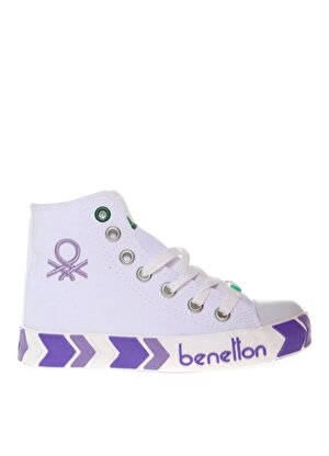 Benetton Beyaz - Mor Kız Çocuk Keten Yürüyüş Ayakkabısı BN-30634 316