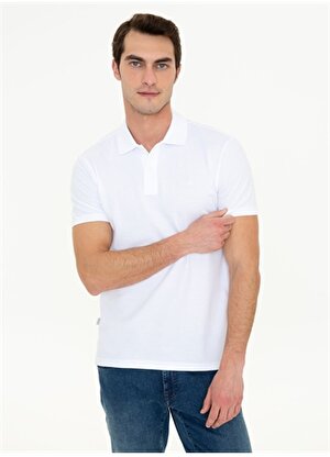 Pierre Cardin Polo Yaka Düz Beyaz Erkek Polo T-Shirt EARTH