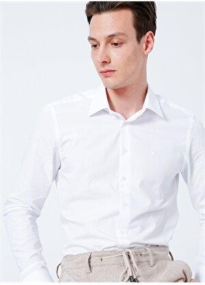 Pierre Cardin Myrat Klasik Yaka  Slim Fit Düz Beyaz Erkek Gömlek
