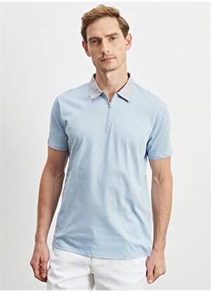 Altınyıldız Classics Düz Mavi - Beyaz Erkek Polo T-Shirt 4A4822200023